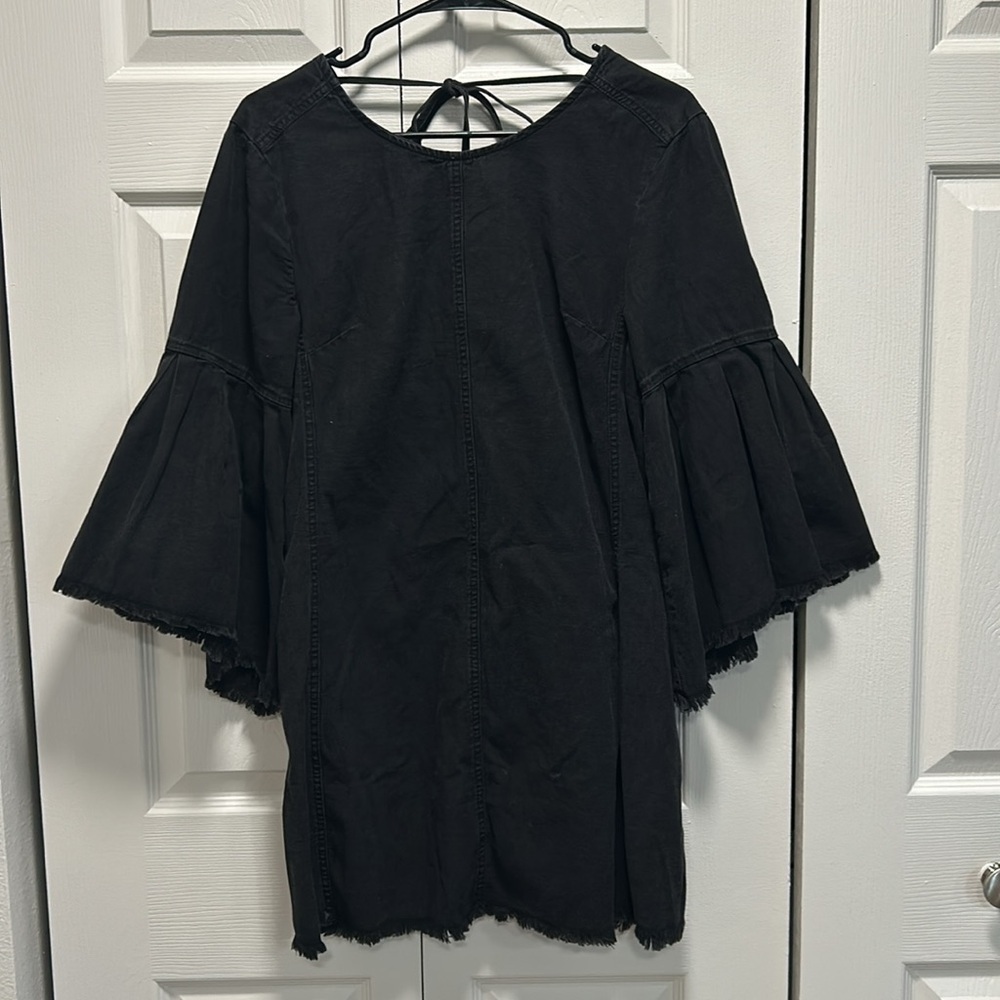 NWT Free People We the Free Reckless Life Washed Black Denim Mini Dress Size 8 - Picture 4 of 10